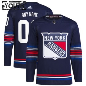 New York Rangers Custom Adidas 2023-24 Alternate Navy Trikot Authentic - Kinder